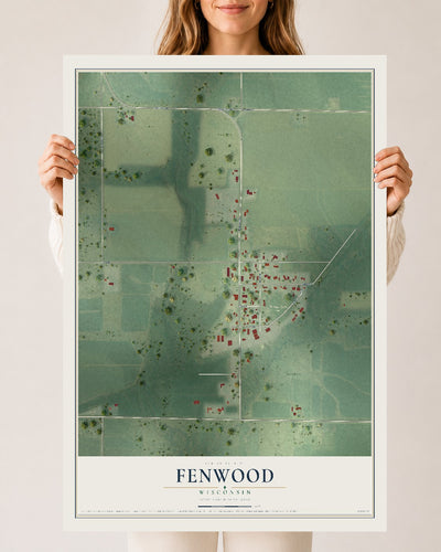 Map of Fenwood, Wisconsin, 24 x 36 inch unframed archival matte print