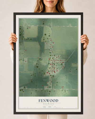 Map of Fenwood, Wisconsin, 24 x 36 inch print in a black wood frame