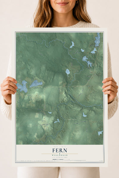 Map of Fern, Wisconsin, 18 x 24 inch unframed archival matte print