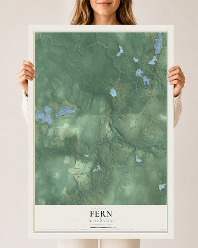 Map of Fern, Wisconsin, 24 x 36 inch unframed archival matte print