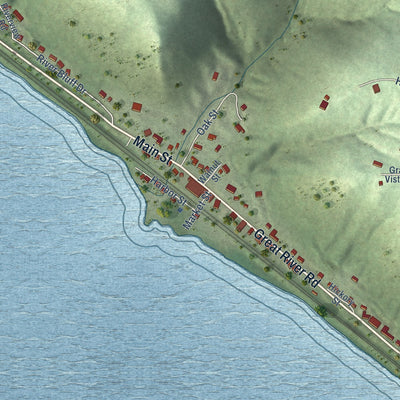 Second close-up of the map of Ferryville, Wisconsin print showing more streets and buildings