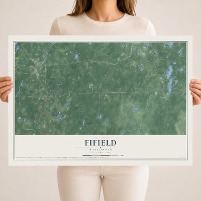 Map of Fifield, Wisconsin, 18 x 24 inch unframed archival matte print
