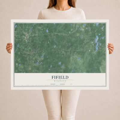 Map of Fifield, Wisconsin, 24 x 36 inch unframed archival matte print