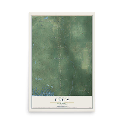 Map of Finley, Wisconsin, 12 x 18 inch unframed archival matte print