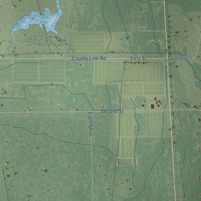 Second close-up of the map of Finley, Wisconsin print showing more streets and buildings