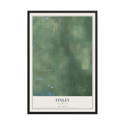 Map of Finley, Wisconsin, 12 x 18 inch print in a black wood frame