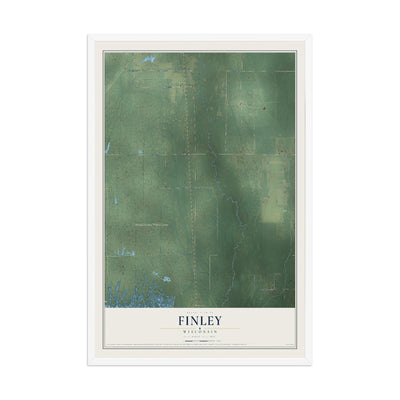 Map of Finley, Wisconsin, 12 x 18 inch print in a white wood frame
