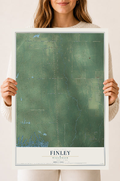 Map of Finley, Wisconsin, 18 x 24 inch unframed archival matte print