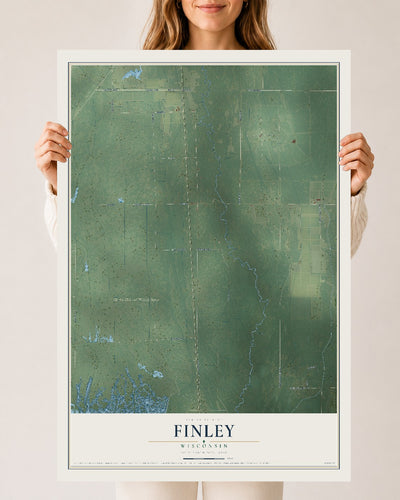 Map of Finley, Wisconsin, 24 x 36 inch unframed archival matte print