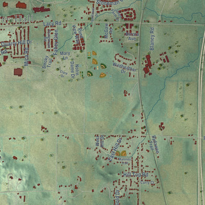 Second close-up of the map of Fitchburg, Wisconsin print showing more streets and buildings