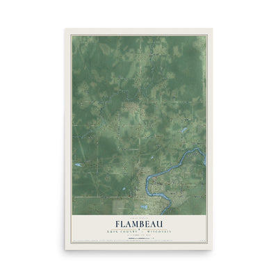 Map of Flambeau, Rusk County, Wisconsin, 12 x 18 inch unframed archival matte print