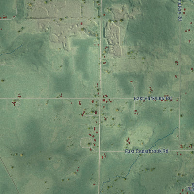 Second close-up of the map of Flambeau, Rusk County, Wisconsin print showing more streets and buildings