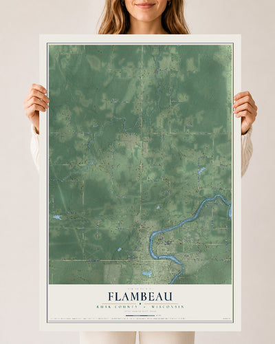 Map of Flambeau, Rusk County, Wisconsin, 24 x 36 inch unframed archival matte print