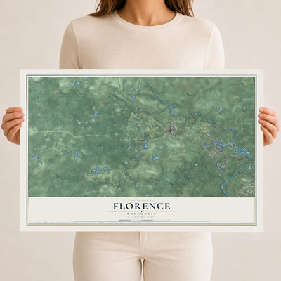 Map of Florence, Wisconsin, 12 x 18 inch unframed archival matte print