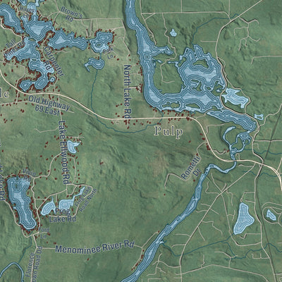Close-up of the map of Florence, Wisconsin print showing street and building detail