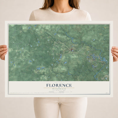 Map of Florence, Wisconsin, 18 x 24 inch unframed archival matte print