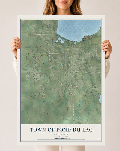 Map of the Town of Fond du Lac, Wisconsin, 24 x 36 inch unframed archival matte print