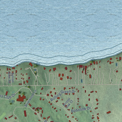 Second close-up of the map of Fontana-on-Geneva Lake, Wisconsin print showing more streets and buildings