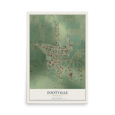 Map of Footville, Wisconsin, 12 x 18 inch unframed archival matte print