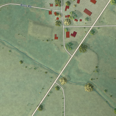 Second close-up of the map of Footville, Wisconsin print showing more streets and buildings