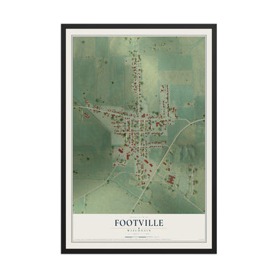 Map of Footville, Wisconsin, 12 x 18 inch print in a black wood frame