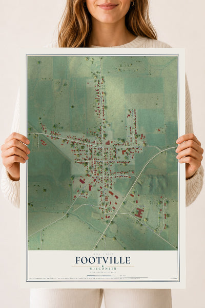 Map of Footville, Wisconsin, 18 x 24 inch unframed archival matte print