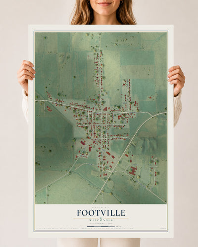 Map of Footville, Wisconsin, 24 x 36 inch unframed archival matte print