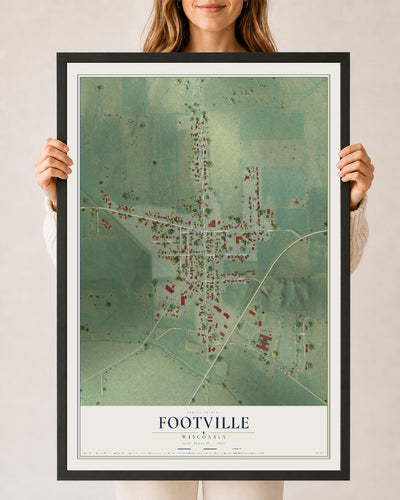 Map of Footville, Wisconsin, 24 x 36 inch print in a black wood frame