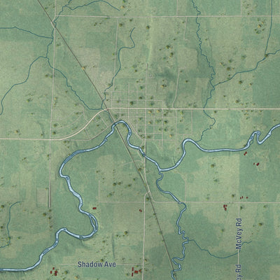 Second close-up of the map of Ford, Wisconsin print showing more streets and buildings