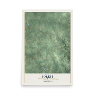 Map of Forest, St. Croix County, Wisconsin, 12 x 18 inch unframed archival matte print