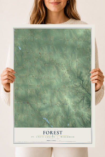 Map of Forest, St. Croix County, Wisconsin, 18 x 24 inch unframed archival matte print