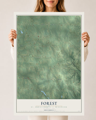 Map of Forest, St. Croix County, Wisconsin, 24 x 36 inch unframed archival matte print