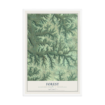 Map of Forest, Richland County, Wisconsin, 12 x 18 inch print in a white wood frame
