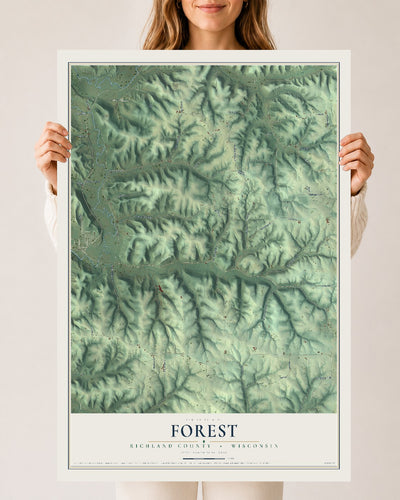 Map of Forest, Richland County, Wisconsin, 24 x 36 inch unframed archival matte print