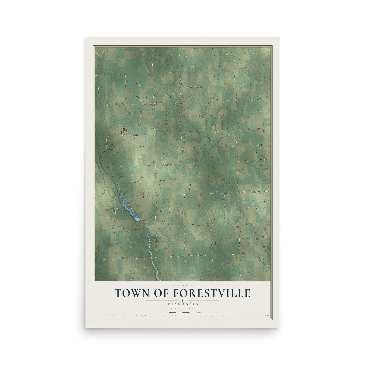 Map of the Town of Forestville, Wisconsin, 12 x 18 inch unframed archival matte print