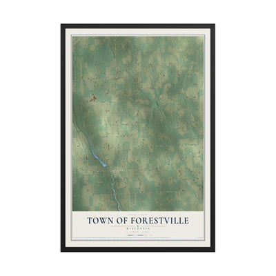 Map of the Town of Forestville, Wisconsin, 12 x 18 inch print in a black wood frame