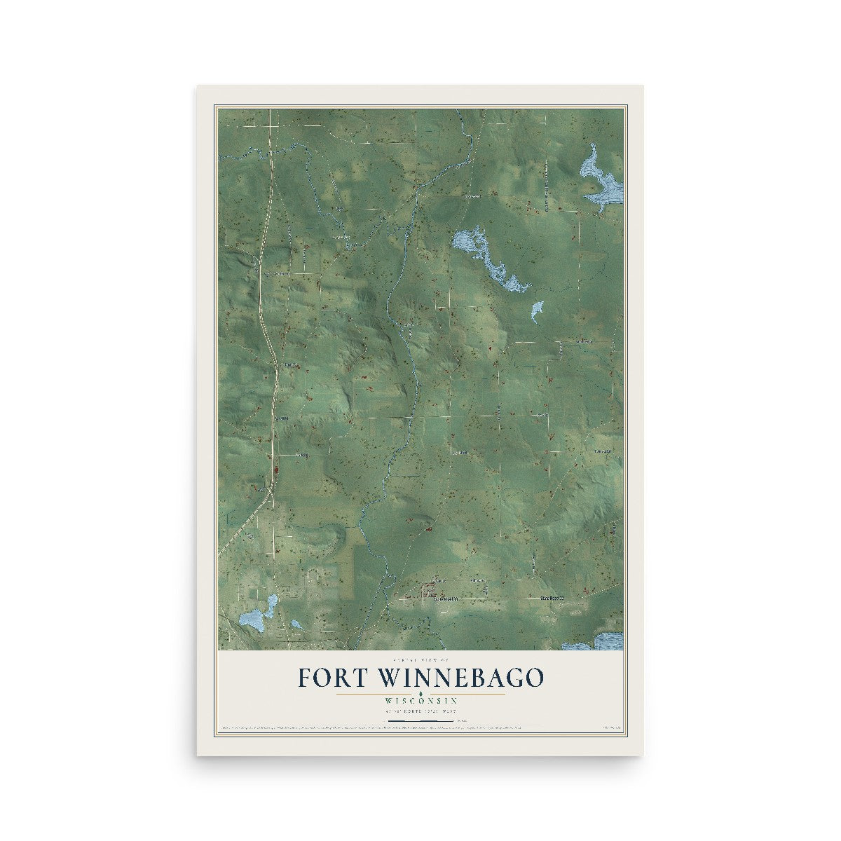 Map of Fort Winnebago, Wisconsin, 12 x 18 inch unframed archival matte print