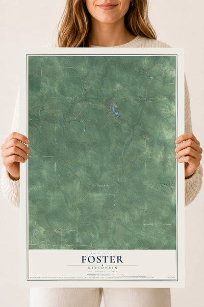 Map of Foster, Wisconsin, 18 x 24 inch unframed archival matte print