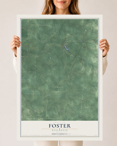 Map of Foster, Wisconsin, 24 x 36 inch unframed archival matte print