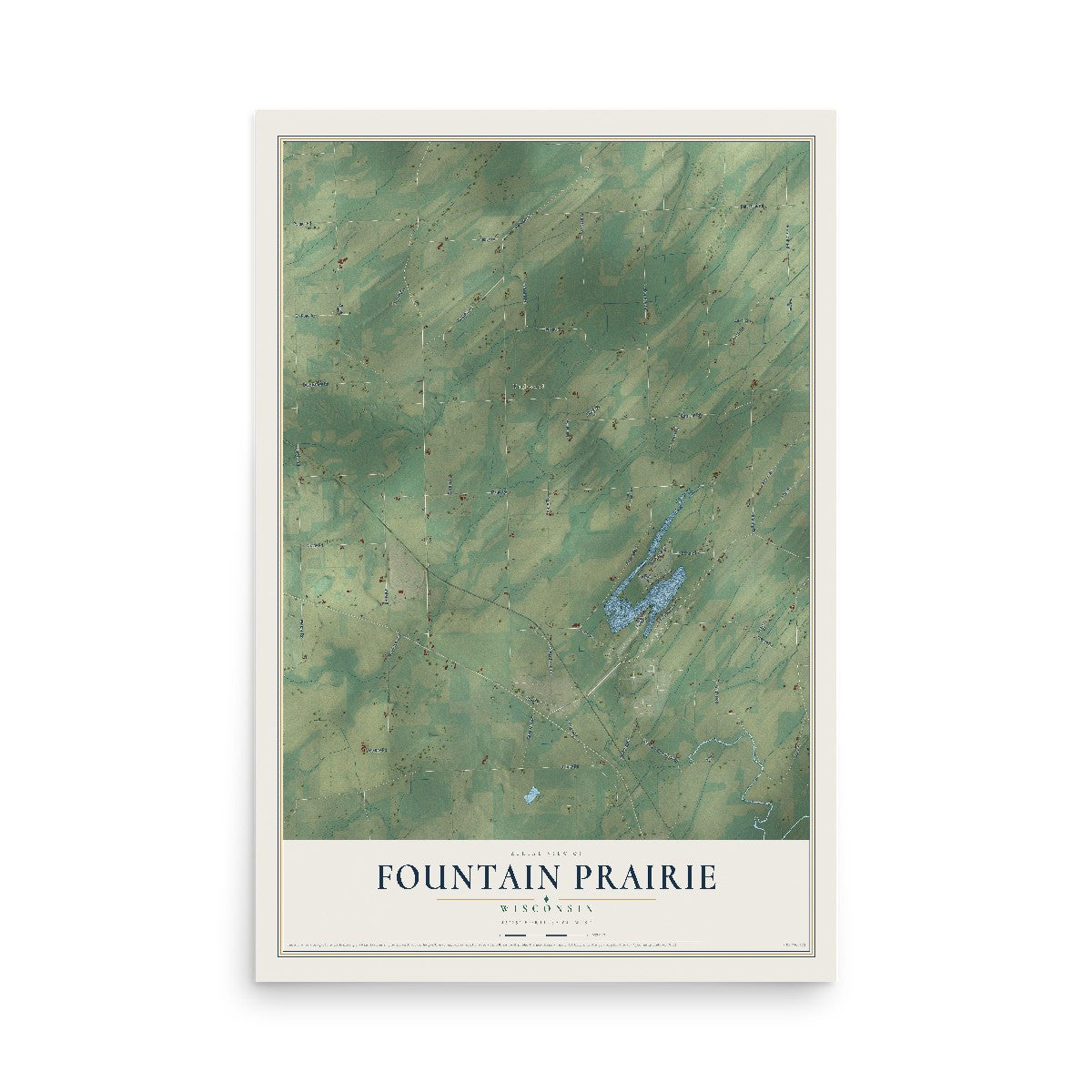 Map of Fountain Prairie, Wisconsin, 12 x 18 inch unframed archival matte print
