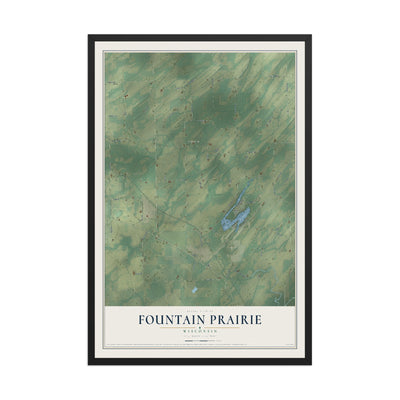 Map of Fountain Prairie, Wisconsin, 12 x 18 inch print in a black wood frame