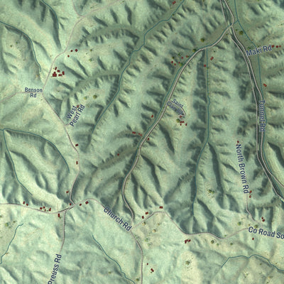 Close-up of the map of Fountain, Wisconsin print showing street and building detail
