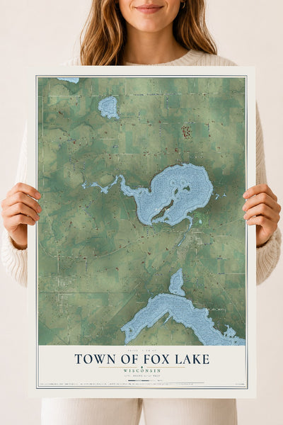 Map of the Town of Fox Lake, Wisconsin, 18 x 24 inch unframed archival matte print