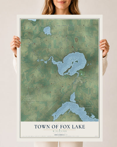 Map of the Town of Fox Lake, Wisconsin, 24 x 36 inch unframed archival matte print