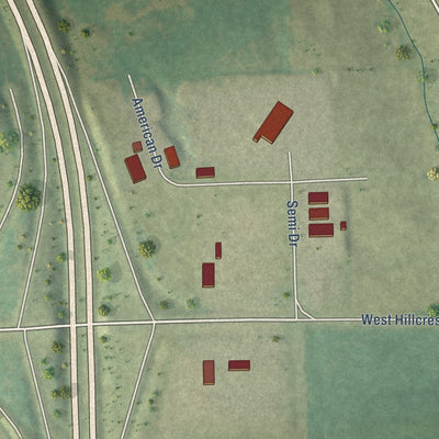 Second close-up of the map of Francis Creek, Wisconsin print showing more streets and buildings