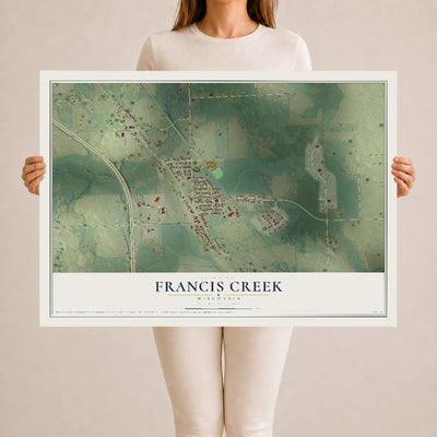 Map of Francis Creek, Wisconsin, 24 x 36 inch unframed archival matte print