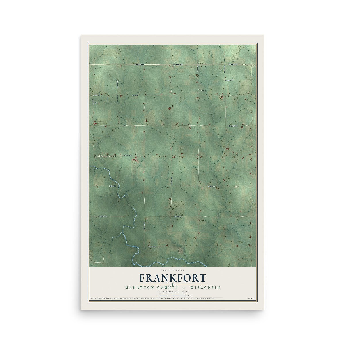 Map of Frankfort, Marathon County, Wisconsin, 12 x 18 inch unframed archival matte print