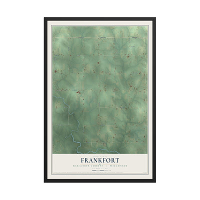 Map of Frankfort, Marathon County, Wisconsin, 12 x 18 inch print in a black wood frame
