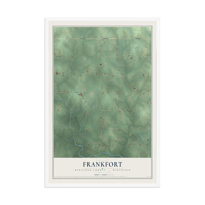 Map of Frankfort, Marathon County, Wisconsin, 12 x 18 inch print in a white wood frame