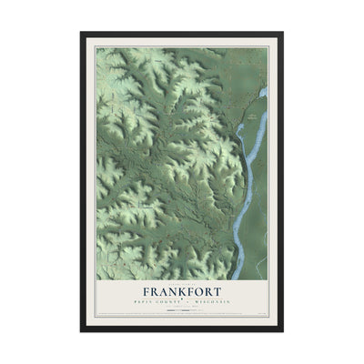 Map of Frankfort, Pepin County, Wisconsin, 12 x 18 inch print in a black wood frame